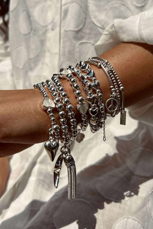 Laundry B Free Spirit Stretch Stacker Bracelet Star & Tassel Silver /5 